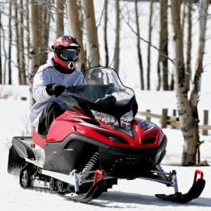 Solo snowmobile rider
